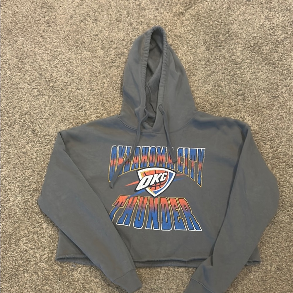 Gray Oklahoma City Thunder Crop Hoodie